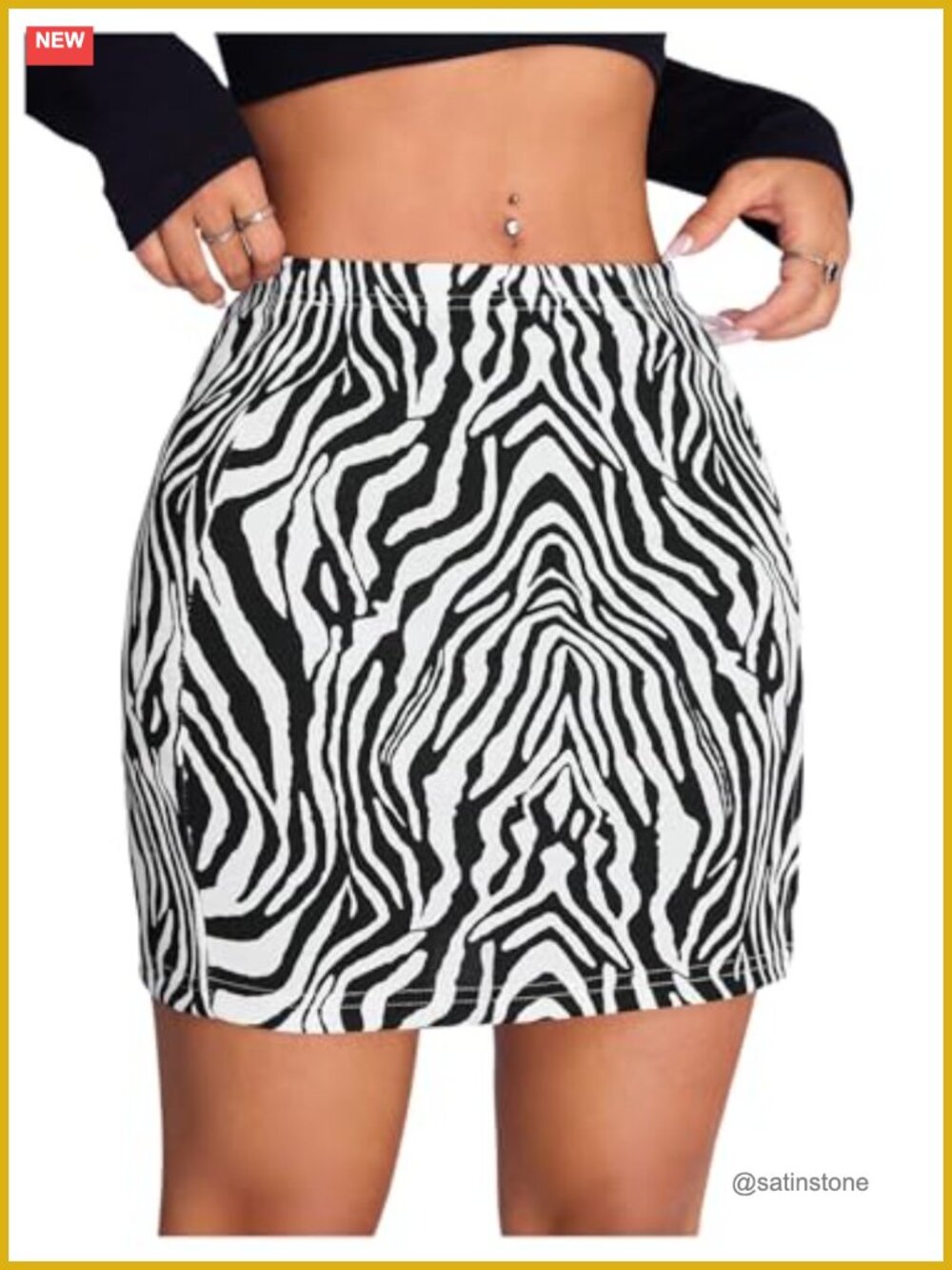 Women's Animal Print Split Hem Bodycon Mini Skirt Stretchy Zip Back